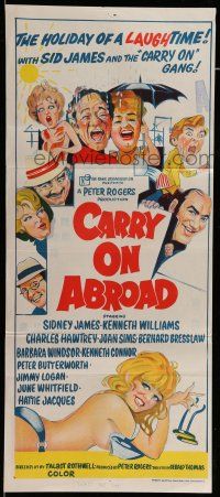 6s796 CARRY ON ABROAD Aust daybill '72 Sidney James, Kenneth Williams, English sex!