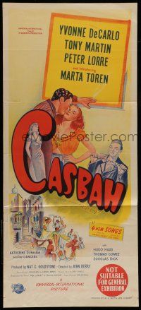 6s802 CASBAH Aust daybill '48 artwork of sexy Yvonne De Carlo & Tony Martin!