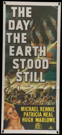 6s813 DAY THE EARTH STOOD STILL Aust daybill R70s Robert Wise, art of giant hand & Patricia Neal!