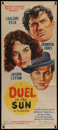 6s823 DUEL IN THE SUN Aust daybill '47 Jennifer Jones, Peck & Joseph Cotten in King Vidor epic!