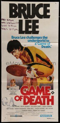 6s837 GAME OF DEATH Aust daybill 1981 Bruce Lee, cool Yuen Tai-Yung kung fu artwork!