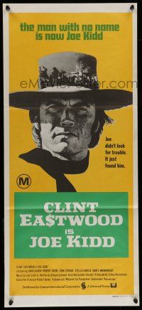6s865 JOE KIDD Aust daybill '72 John Sturges, if you're looking for trouble, he's Clint Eastwood!