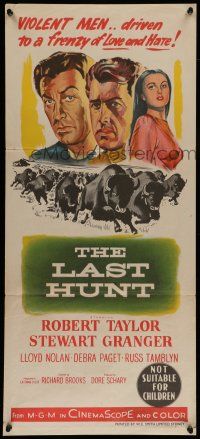 6s877 LAST HUNT Aust daybill '56 Robert Taylor, Granger, Debra Paget, wild buffalo stampede!