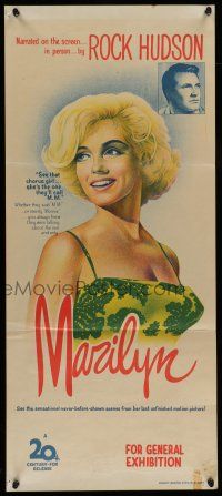 6s894 MARILYN Aust daybill '63 different art of young sexy Monroe, plus Rock Hudson too!