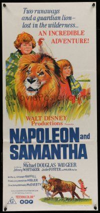 6s903 NAPOLEON & SAMANTHA Aust daybill '72 Disney, very 1st Jodie Foster, great close images of lion