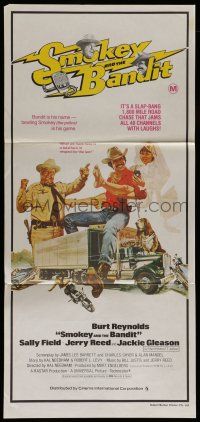 6s950 SMOKEY & THE BANDIT Aust daybill '77 art of Burt Reynolds, Sally Field & Jackie Gleason!