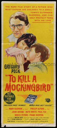 6s974 TO KILL A MOCKINGBIRD Aust daybill '62 Gregory Peck, from Harper Lee's classic novel!
