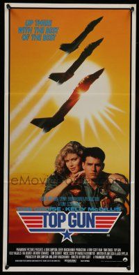 6s975 TOP GUN Aust daybill '86 great image of Tom Cruise & Kelly McGillis, Navy fighter jets!