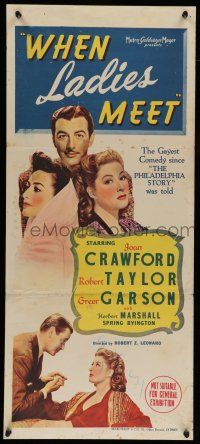 6s988 WHEN LADIES MEET Aust daybill '41 Joan Crawford, Robert Taylor, Garson & Marshall!