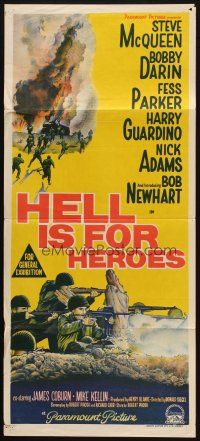 6s850 HELL IS FOR HEROES Aust daybill '62 Steve McQueen, Bob Newhart, Fess Parker, Bobby Darin