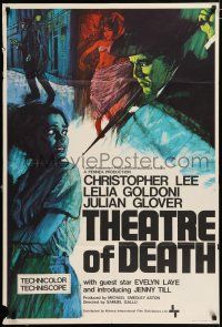 6s004 THEATRE OF DEATH English 1sh '67 Christopher Lee will disgust and repel the weak, Blood Fiend!