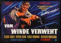 6s427 GONE WITH THE WIND German 33x47 R60s cool completely different art of Gable & Leigh!