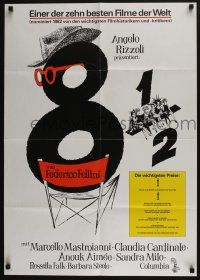 6s502 8 1/2 German R82 Federico Fellini classic, Marcello Mastroianni & Claudia Cardinale