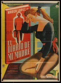 6s107 EL DIARIO DE MI MADRE Mexican poster '58 Marga Lopez & Roberto Canedo, My Mother's Diary!