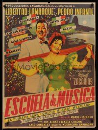 6s117 ESCUELA DE MUSICA Mexican poster '55 cool art of Libertad Lamarque and Pedro Infante!