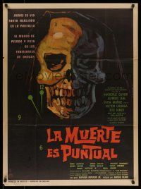 6s131 LA MUERTE ES PUNTUAL Mexican poster '67 Maricruz Olivier, incredible A.M.Chacoskull artwork!