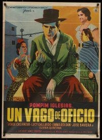 6s166 UN VAGO SIN OFICIO Mexican poster '58 Pompim Iglesias, Jorge Casanova, cool art!