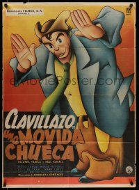 6s168 UNA MOVIDA CHUECA Mexican poster '56 Clavillazo tests a drug that shows him the future!