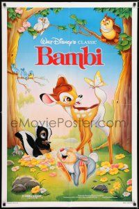 6t033 BAMBI 1sh R88 Walt Disney cartoon deer classic, great art with Thumper & Flower!