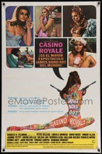 6t076 CASINO ROYALE Spanish/U.S. 1sh '67 all-star James Bond spy spoof, different image!