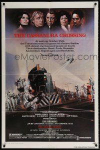 6t077 CASSANDRA CROSSING 1sh '77 Sophia Loren, Richard Harris, cool quarantined train artwork!