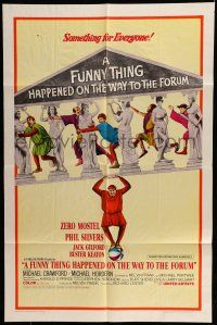 6t248 FUNNY THING HAPPENED ON THE WAY TO THE FORUM style A 1sh '66 wacky Zero Mostel & cast!