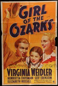 6t280 GIRL OF THE OZARKS style A 1sh '36 artwork of Virginia Weidler, Leif Erikson!