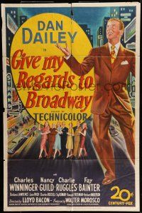 6t285 GIVE MY REGARDS TO BROADWAY 1sh '48 stone litho of Dan Dailey singing & dancing in New York!