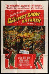 6t313 GREATEST SHOW ON EARTH style A 1sh R61 Cecil B. DeMille circus classic, Charlton Heston!