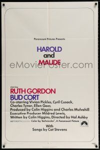 6t321 HAROLD & MAUDE 1sh '71 Ruth Gordon, Bud Cort is equipped to deal w/life!