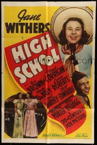6t333 HIGH SCHOOL 1sh '40 great image of smiling Jane Withers!, Joe Brown Jr.