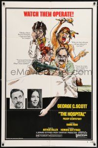 6t341 HOSPITAL style B 1sh '71 George C. Scott, Paddy Chayefsky, wacky art by Gerry Gersten!