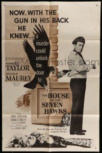 6t347 HOUSE OF THE SEVEN HAWKS 1sh '59 treasure hunter Robert Taylor with gun in his back!