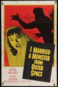 6t363 I MARRIED A MONSTER FROM OUTER SPACE 1sh '58 great image of Gloria Talbott & alien shadow!