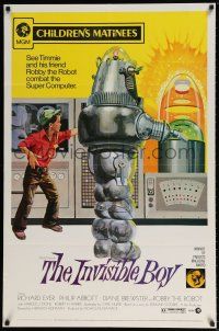 6t379 INVISIBLE BOY 1sh R73 Robby the Robot, monster who would destroy the world, Brown art!