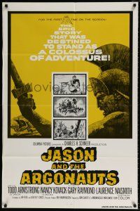 6t395 JASON & THE ARGONAUTS 1sh R80s great special fx by Ray Harryhausen, cool art of colossus!