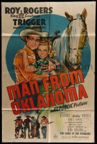 6t491 MAN FROM OKLAHOMA 1sh '45 Roy Rogers, Dale Evans, Gabby Hayes, Sons of the Pioneers!