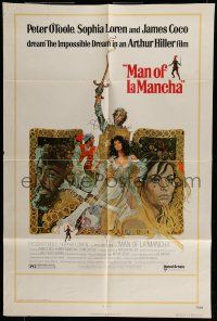 6t493 MAN OF LA MANCHA 1sh '72 Peter O'Toole, Sophia Loren, cool Ted CoConis art!