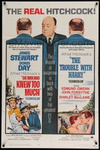 6t494 MAN WHO KNEW TOO MUCH/TROUBLE WITH HARRY 1sh '63 Alfred Hitchcock double-feature!