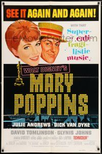 6t503 MARY POPPINS style B 1sh R73 Julie Andrews, Dick Van Dyke, Walt Disney musical classic!
