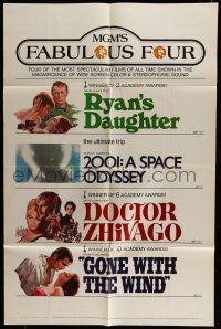 6t518 MGM'S FABULOUS FOUR 1sh '71 Ryan's Daughter, 2001, Doctor Zhivago & Gone With the Wind!