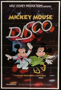 6t519 MICKEY MOUSE DISCO 1sh '80 Disney cartoon, great art of dancing Mickey Mouse and Minnie!