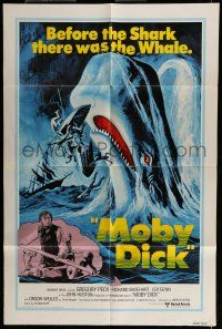 6t525 MOBY DICK 1sh R76 John Huston, great Gustav Rehberger art of Gregory Peck & the giant whale