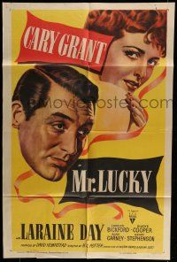 6t541 MR. LUCKY 1sh R50 different art of gambler Cary Grant & pretty Laraine Day!