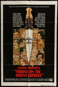 6t547 MURDER ON THE ORIENT EXPRESS 1sh '74 Agatha Christie, great art of cast by Richard Amsel!