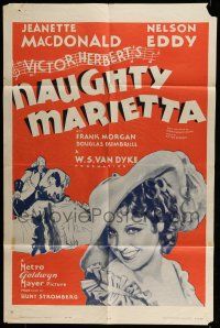 6t566 NAUGHTY MARIETTA 1sh R62 great smiling portrait art of Jeanette MacDonald!