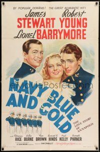 6t569 NAVY BLUE & GOLD 1sh R41 art of James Stewart & Robert Young, cadets at Annapolis!