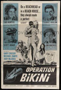 6t605 OPERATION BIKINI 1sh '63 Tab Hunter, Frankie Avalon, sexy Eva Six girl guerilla!