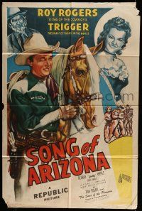 6t746 SONG OF ARIZONA 1sh '46 Roy Rogers & Trigger, Dale Evans, Gabby Hayes