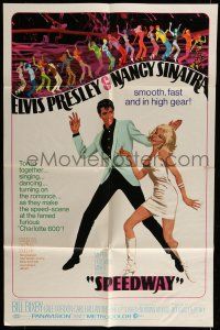 6t755 SPEEDWAY 1sh '68 art of Elvis Presley dancing with sexy Nancy Sinatra in boots!
